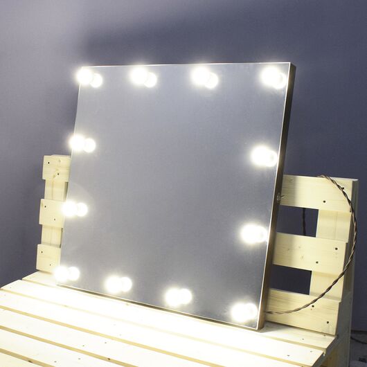 Гримерное зеркало без рамы с лампочками 80х80, изображение 2