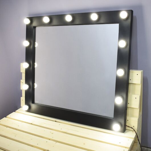 Гримерное зеркало в раме с лампочками 100х100, изображение 2